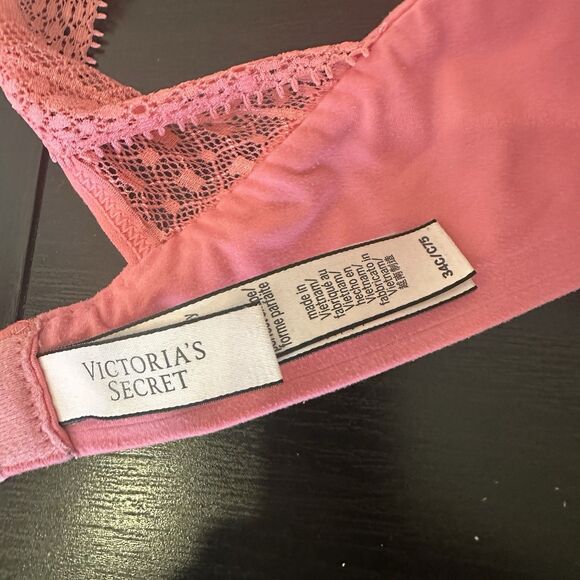 Incredible By Victorias Secret Bra Pink Perfect Shape 34c Lace Straps Wired - Picture 7 of 7